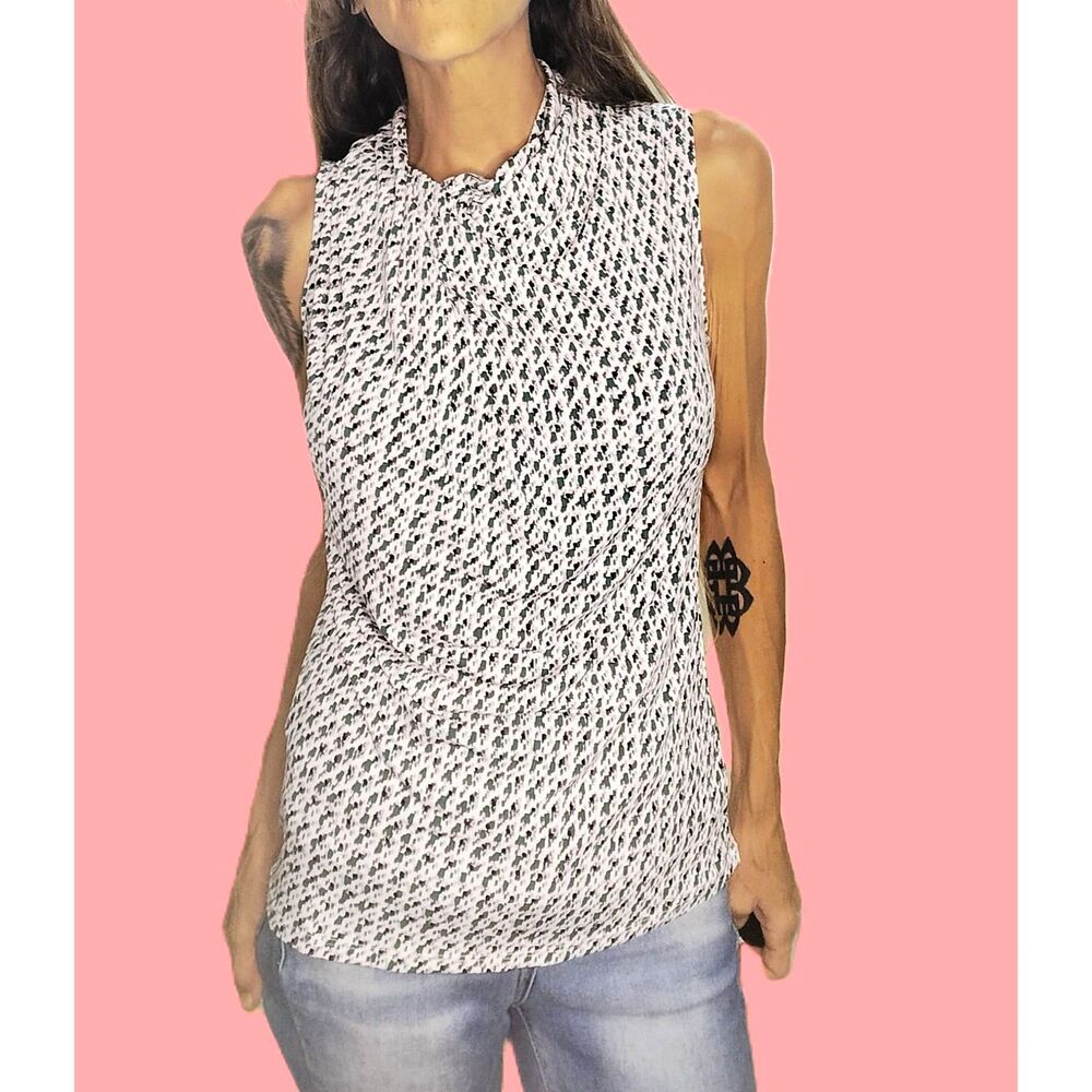 New York & Company ~ Grey Green Geometric Stretch Sleeveless Top ~ XS